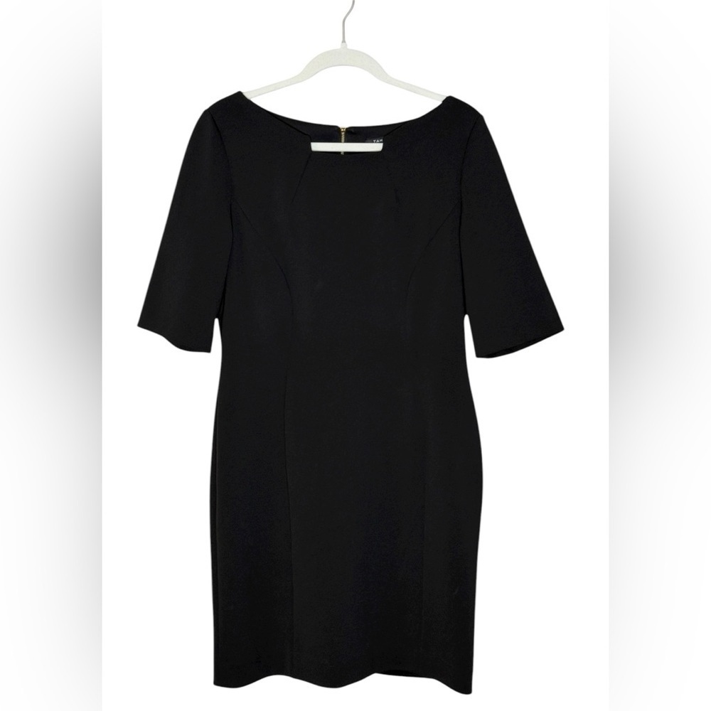Tahari Arthur S Levine Petite Black Ponte Stretch Mini Dress 12P - Picture 4 of 5